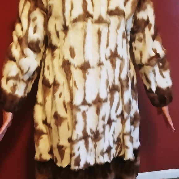 Brown and Cream Patterned Mink Coat